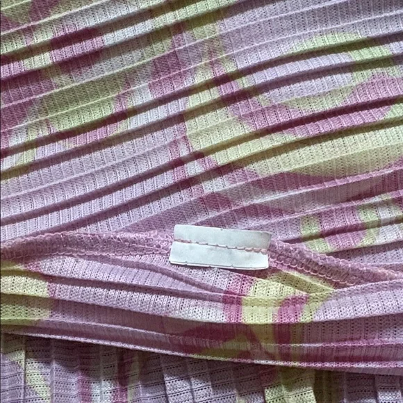 Zara Pink Floral Abstract Plissé Pleated Mini Dress Sz. Large - Picture 10 of 10